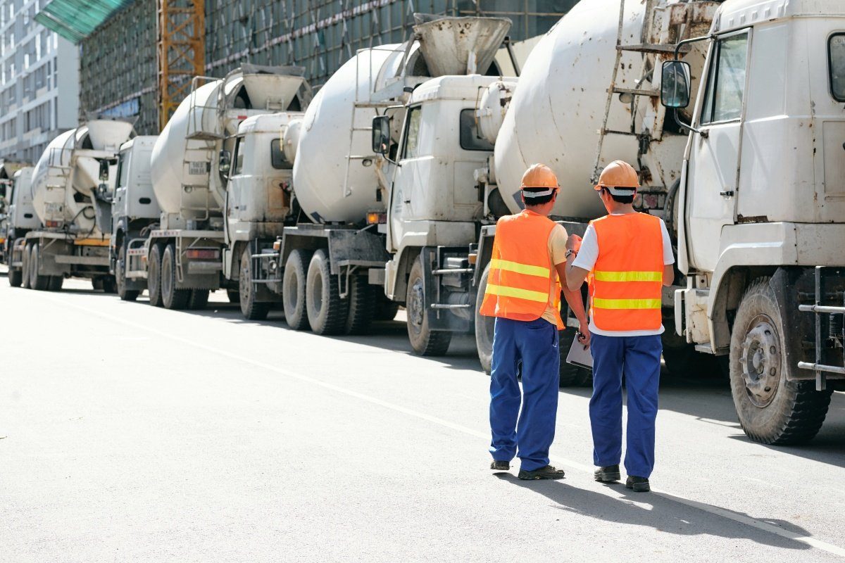 cement trucks delivering concrete